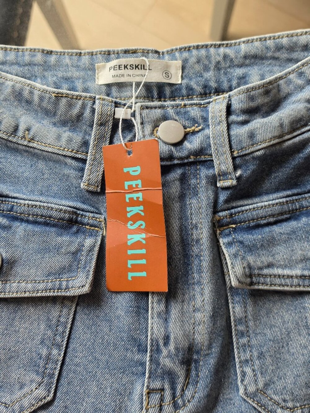 Peekskill ladies small light wash wide bottom jeans